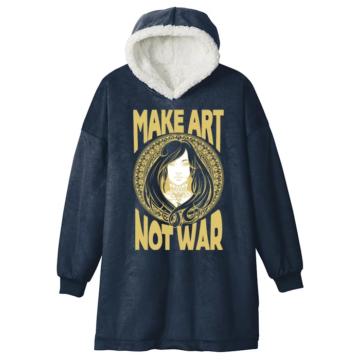 Make Art Not War Cameo Portrait Hooded Wearable Blanket