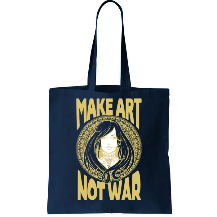 Make Art Not War Cameo Portrait Tote Bag