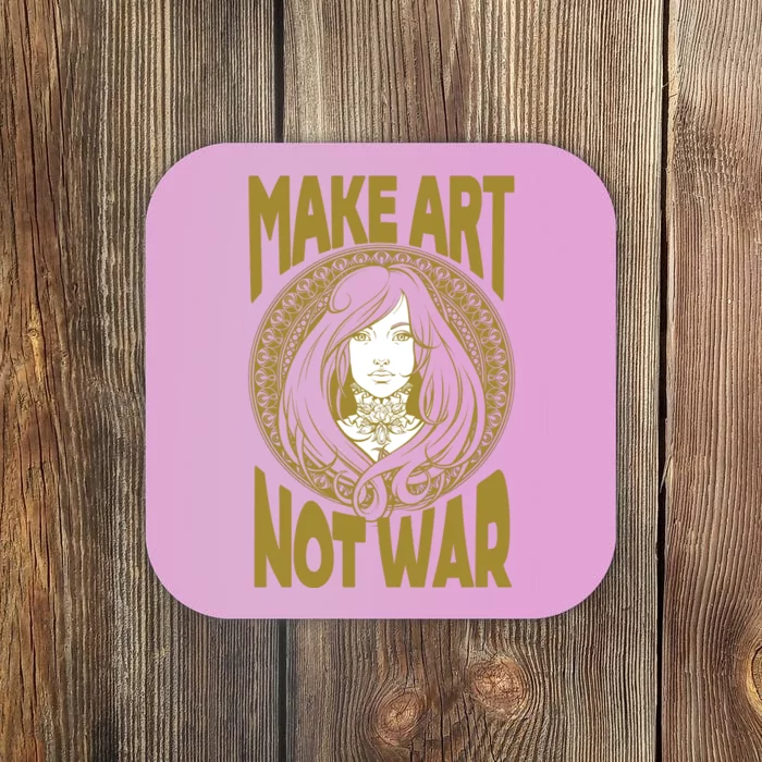 Make Art Not War Cameo Portrait Coaster