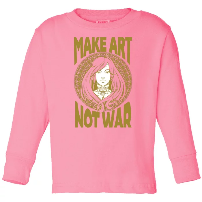 Make Art Not War Cameo Portrait Toddler Long Sleeve Shirt