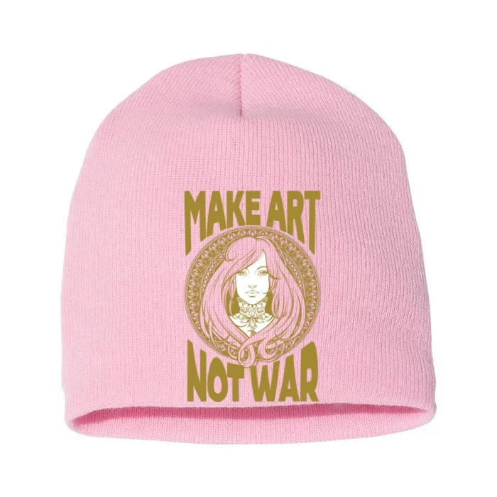 Make Art Not War Cameo Portrait Short Acrylic Beanie