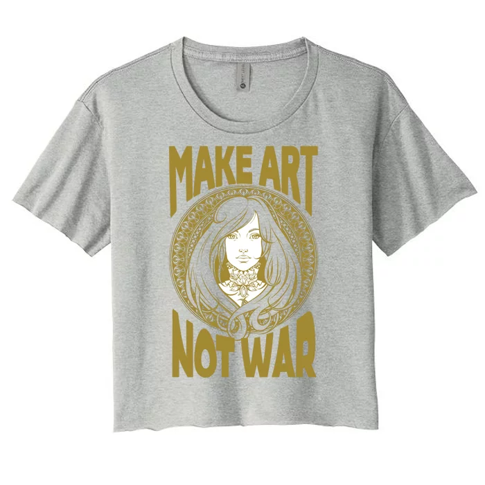 Make Art Not War Cameo Portrait Women's Crop Top Tee