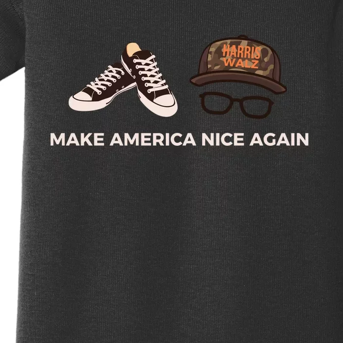 Make America Nice Again Harris Walz Baby Bodysuit