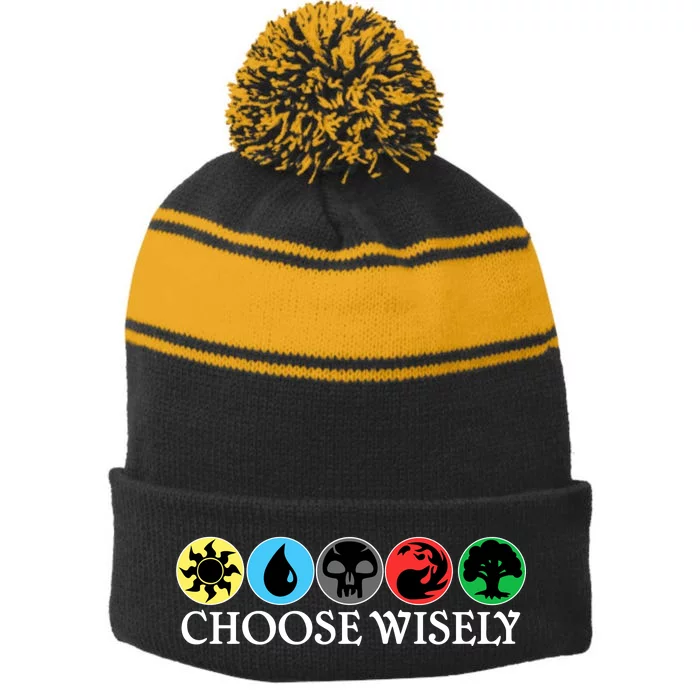 Mana Symbols Gathering Magic Choose Wisely Stripe Pom Pom Beanie