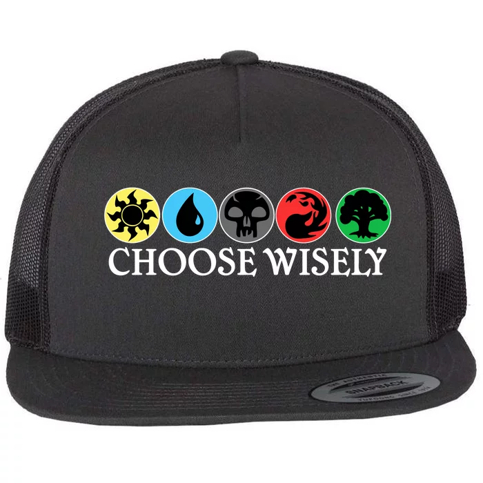 Mana Symbols Gathering Magic Choose Wisely Flat Bill Trucker Hat