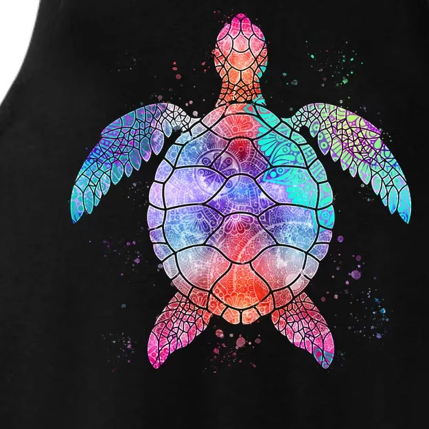 Mandala Sea Turtle Ladies Tri-Blend Wicking Tank