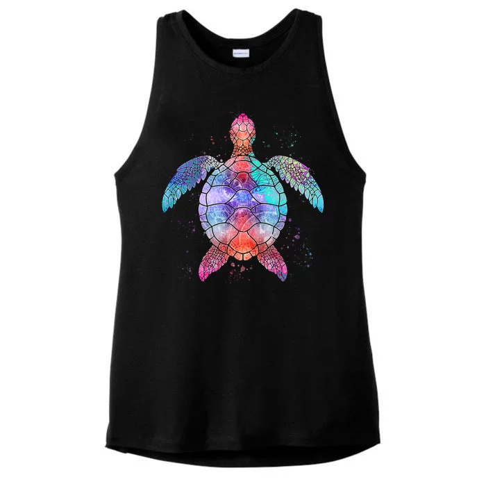 Mandala Sea Turtle Ladies Tri-Blend Wicking Tank