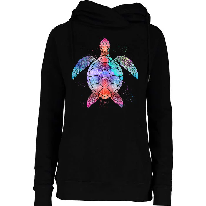 Mandala Sea Turtle Womens Funnel Neck Pullover Hood