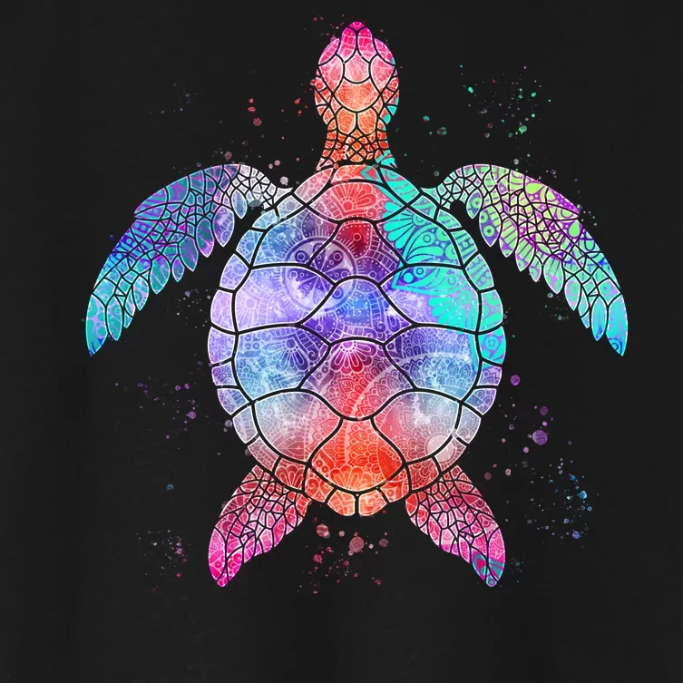 Mandala Sea Turtle Women's Crop Top Tee