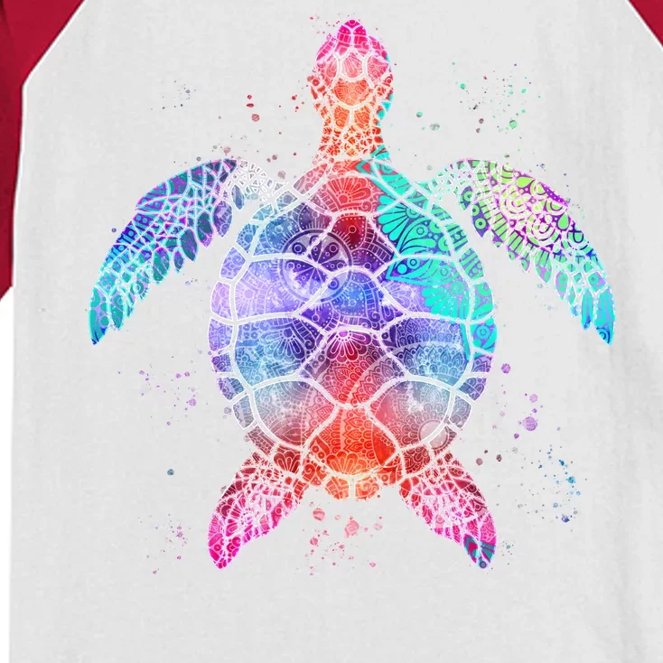 Mandala Sea Turtle Kids Colorblock Raglan Jersey