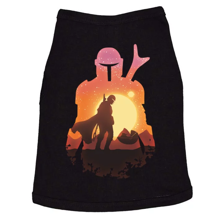 Mando Sunset Illustration Cool Graphic Doggie Tank