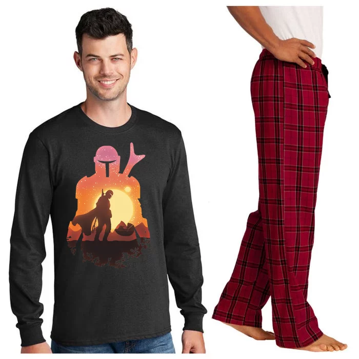 Mando Sunset Illustration Cool Graphic Long Sleeve Pajama Set