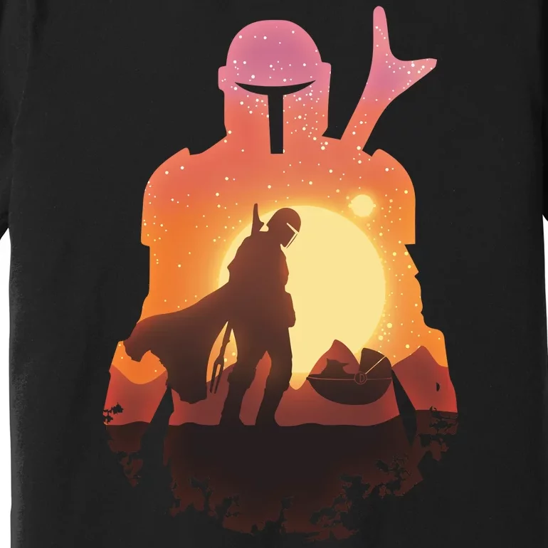 Mando Sunset Illustration Cool Graphic Premium T-Shirt