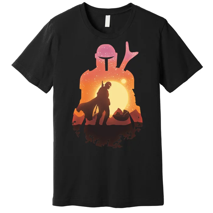 Mando Sunset Illustration Cool Graphic Premium T-Shirt