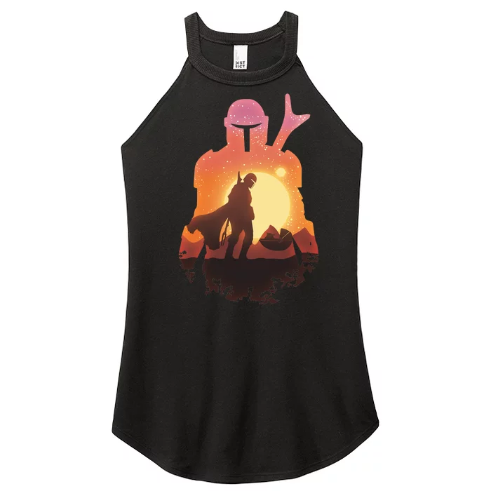 Mando Sunset Illustration Cool Graphic Women’s Perfect Tri Rocker Tank