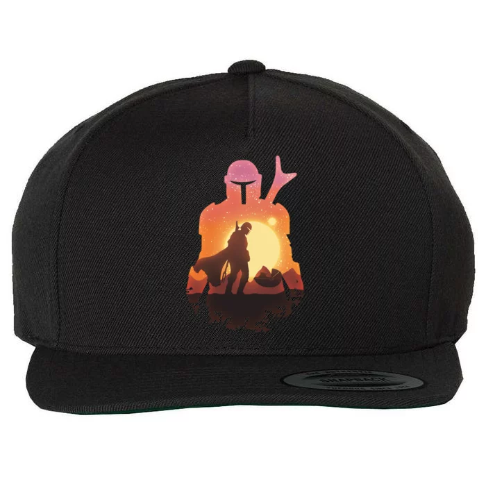 Mando Sunset Illustration Cool Graphic Wool Snapback Cap