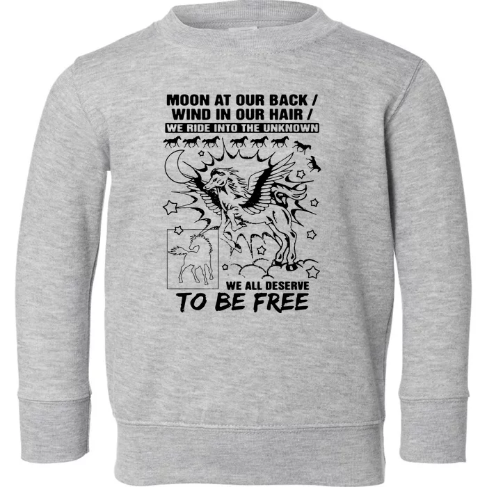 Moon At Our Back Wind In Our Hair We Ride Into The Unknown Toddler Sweatshirt