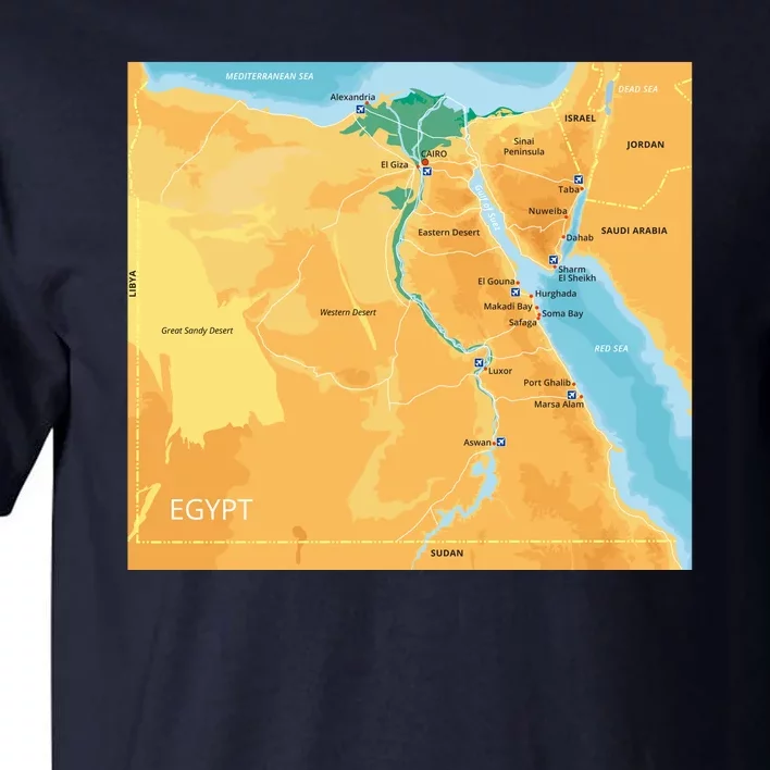 Map of Egypt Tall T-Shirt