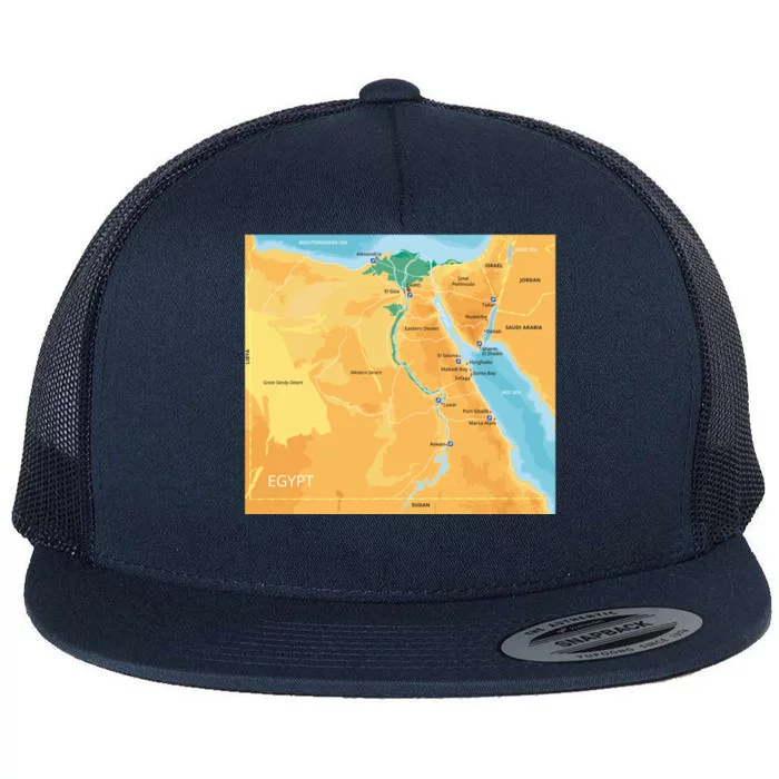 Map of Egypt Flat Bill Trucker Hat