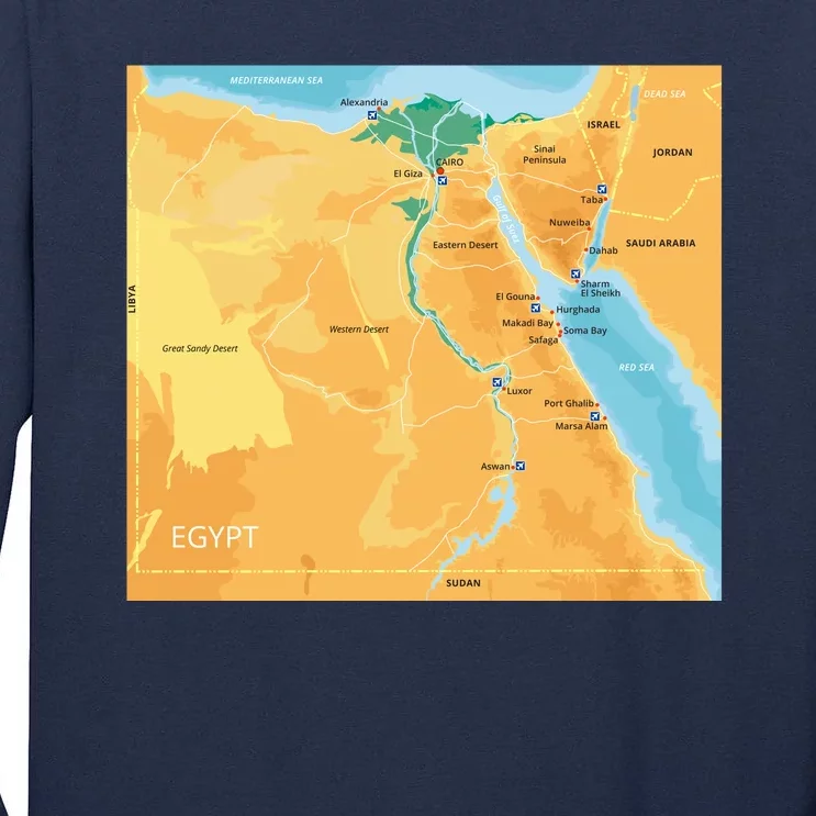 Map of Egypt Tall Long Sleeve T-Shirt