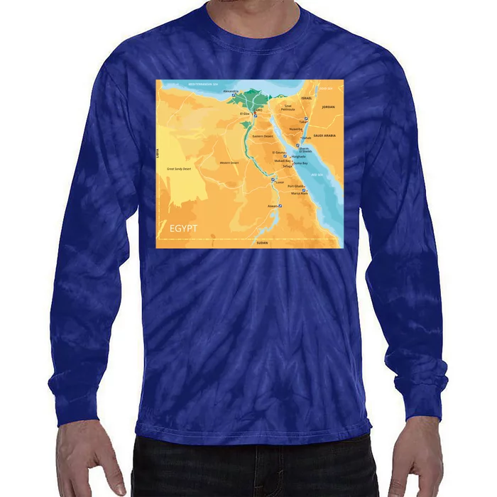 Map of Egypt Tie-Dye Long Sleeve Shirt