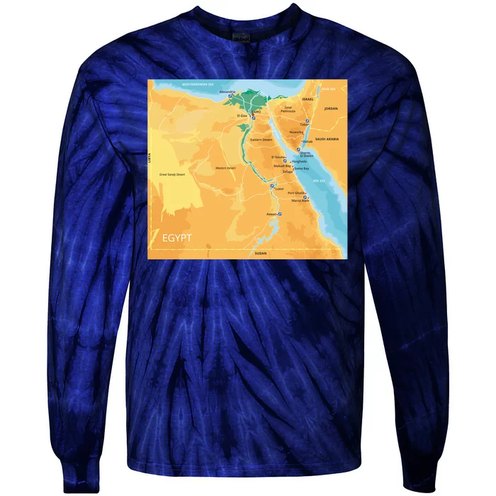 Map of Egypt Tie-Dye Long Sleeve Shirt