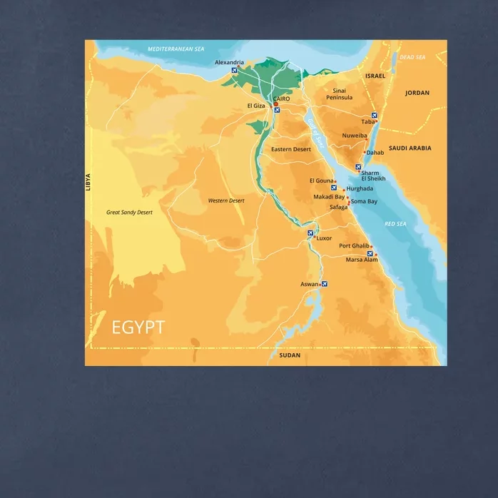 Map of Egypt Zip Tote Bag