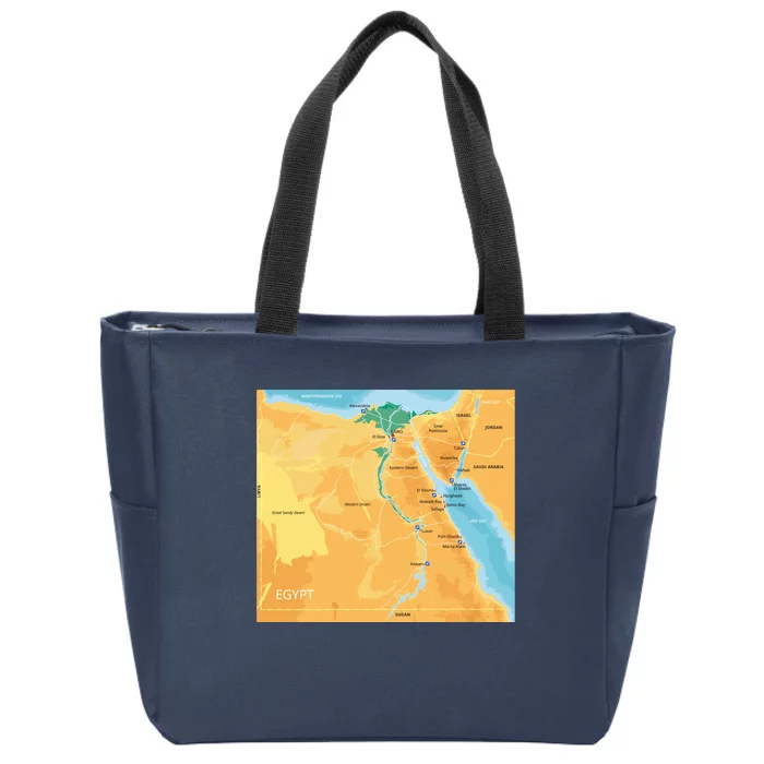 Map of Egypt Zip Tote Bag