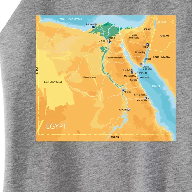 Map of Egypt Women’s Perfect Tri Rocker Tank