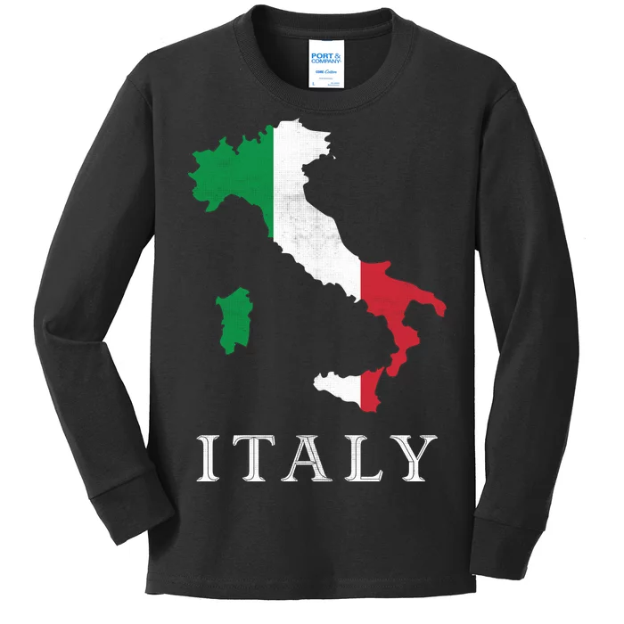 Map Of Italy Kids Long Sleeve Shirt