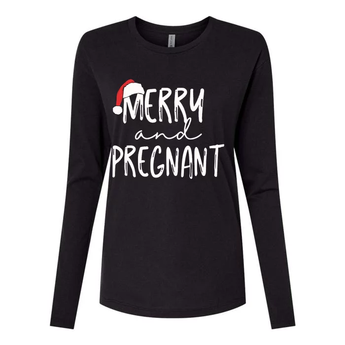 Merry And Pregnant Pregnancy Announcement Christmas Womens Cotton Relaxed Long Sleeve T-Shirt