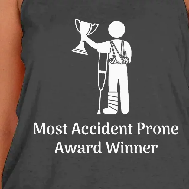 Most Accident Prone Award Winner Injury Funny Get Well Soon Women's Knotted Racerback Tank