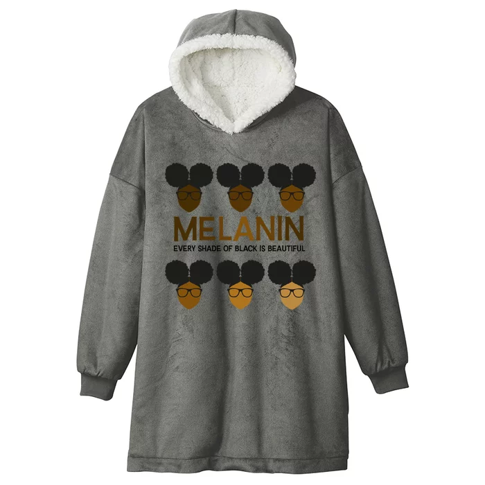 Melanin Afro Puffs Meaningful Gift Every Shade Of Black Is Beautiful Cute Gift Hooded Wearable Blanket