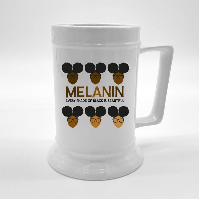 Melanin Afro Puffs Meaningful Gift Every Shade Of Black Is Beautiful Cute Gift Front & Back Beer Stein