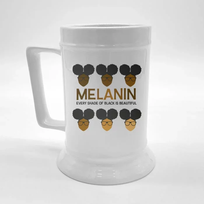 Melanin Afro Puffs Meaningful Gift Every Shade Of Black Is Beautiful Cute Gift Front & Back Beer Stein