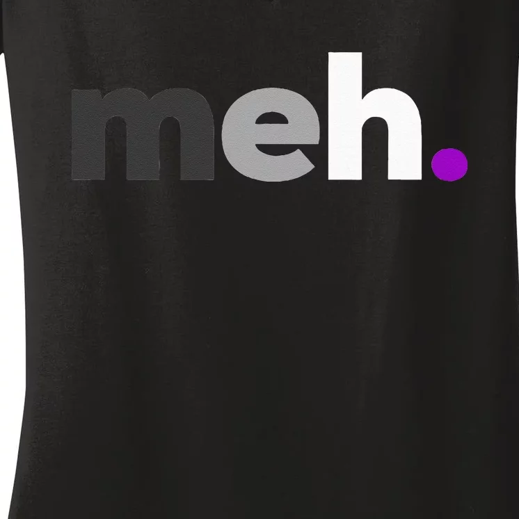 Meh Asexual Pride LGBTQ Ace Flag Funny LGBT Asexuality Women's V-Neck T-Shirt