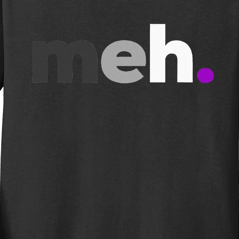 Meh Asexual Pride LGBTQ Ace Flag Funny LGBT Asexuality Kids Long Sleeve Shirt