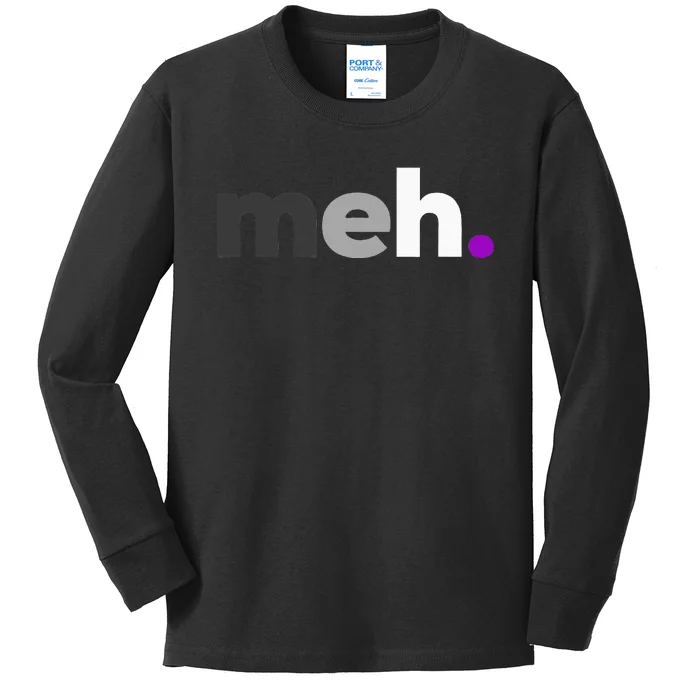 Meh Asexual Pride LGBTQ Ace Flag Funny LGBT Asexuality Kids Long Sleeve Shirt