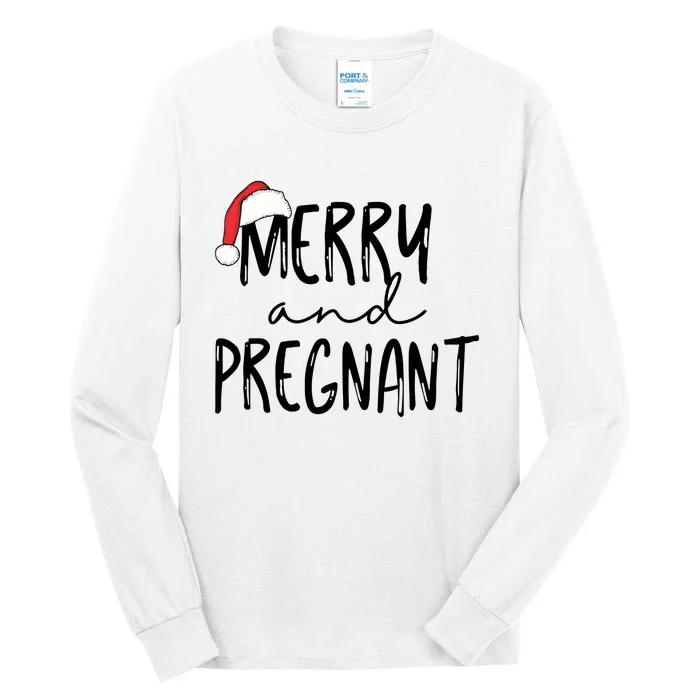 Merry And Pregnant Pregnancy Announcement Tall Long Sleeve T-Shirt