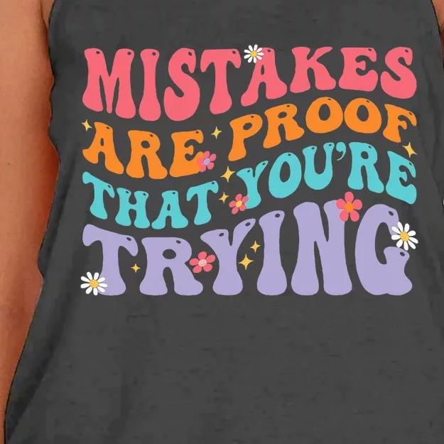 Mistakes Are Proof That You Are Trying Women's Knotted Racerback Tank