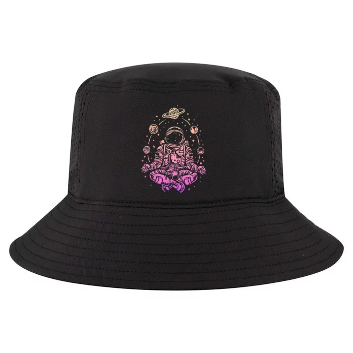 Meditating Astronaut Planets Colorful Lotus Women Meditation Cool Comfort Performance Bucket Hat