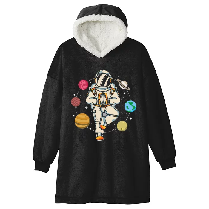 Meditating Astronaut Planets Universe Zen Yoga Astronomy Hooded Wearable Blanket