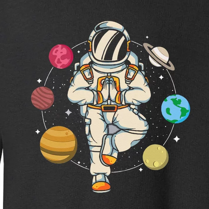 Meditating Astronaut Planets Universe Zen Yoga Astronomy Toddler Sweatshirt