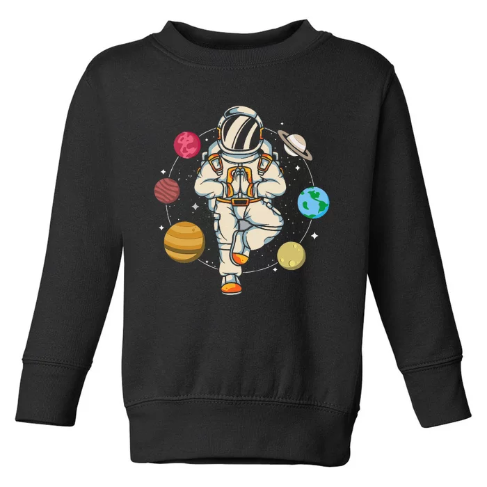 Meditating Astronaut Planets Universe Zen Yoga Astronomy Toddler Sweatshirt