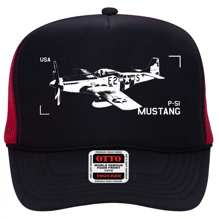 Military Aircraft P51 Mustang High Crown Mesh Trucker Hat