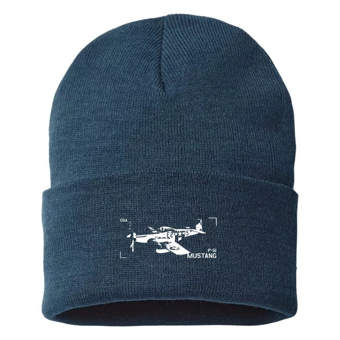 Military Aircraft P51 Mustang Sustainable Knit Beanie