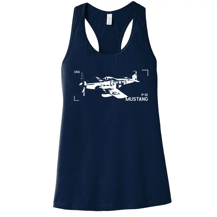 Military Aircraft P51 Mustang Women's Racerback Tank