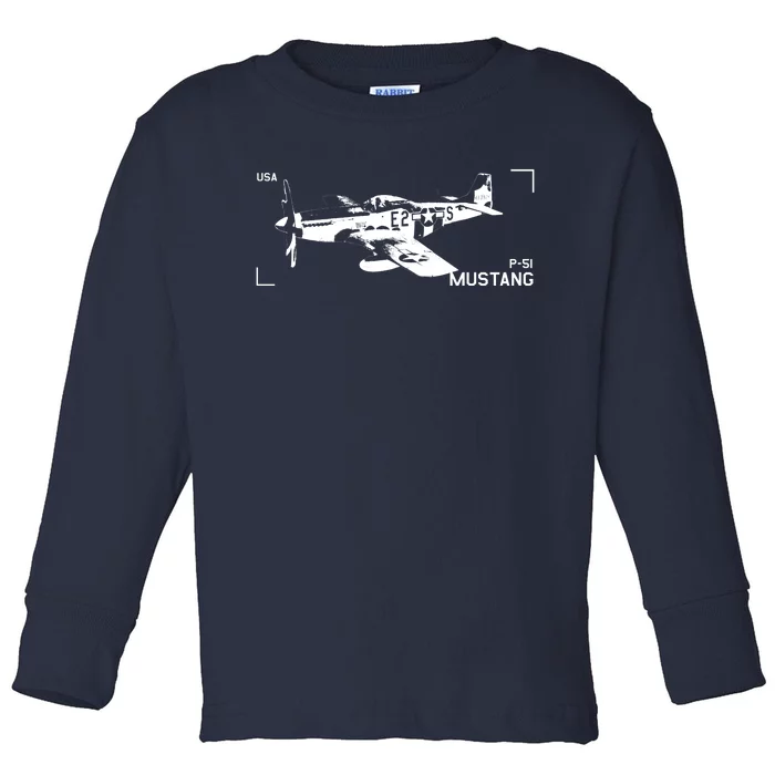 Military Aircraft P51 Mustang Toddler Long Sleeve Shirt