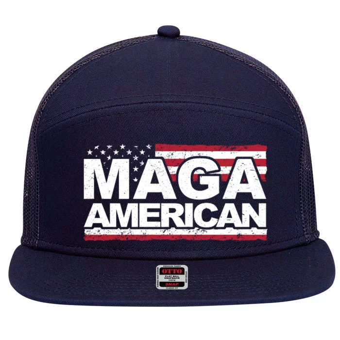 Maga American Pro Trump Flag 7 Panel Mesh Trucker Snapback Hat