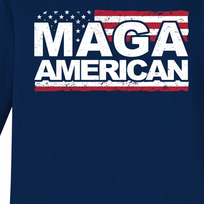 Maga American Pro Trump Flag Baby Long Sleeve Bodysuit